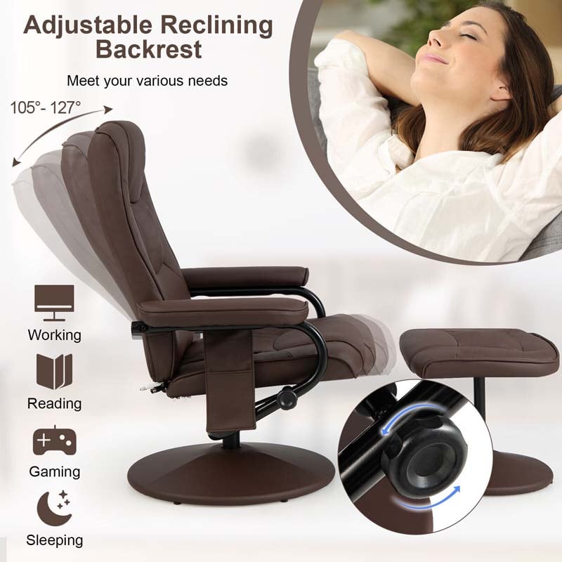 Eletriclife 360°Swivel Massage Recliner Chair with Ottoman
