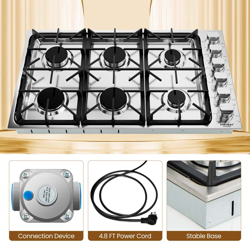 Eletriclife 30/36 Inch Gas Cooktop with 4/6 Powerful Burners and ABS Knobs