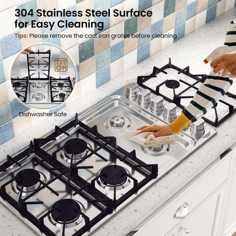 Eletriclife 30/36 Inch Gas Cooktop with 4/6 Powerful Burners and ABS Knobs