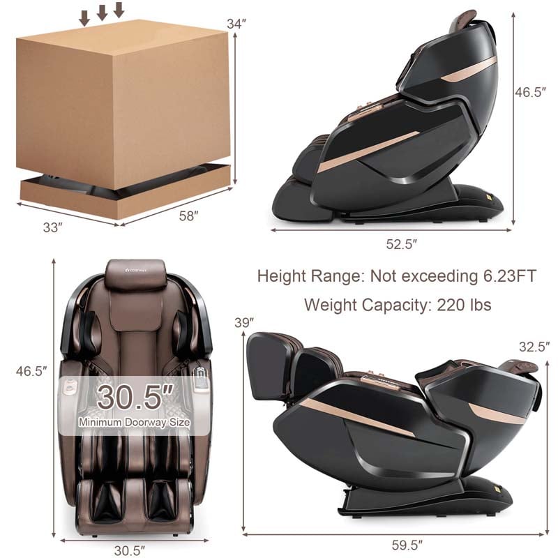 Eletriclife 3D Double SL-Track Full Body Zero Gravity Massage Chair with Heat Roller