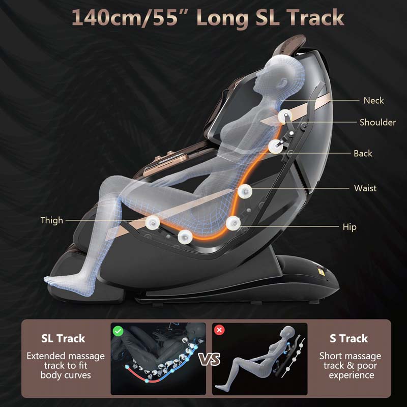 Eletriclife 3D Double SL-Track Full Body Zero Gravity Massage Chair with Heat Roller