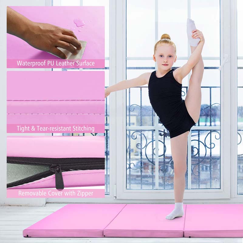 Eletriclife 4-Panel Folding Gymnastics Mat with Carrying Handles