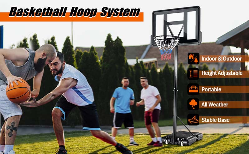 Eletriclife 4.5FT-10FT Height Adjustable Basketball Goal System with 44 Inch Shatterproof Backboard