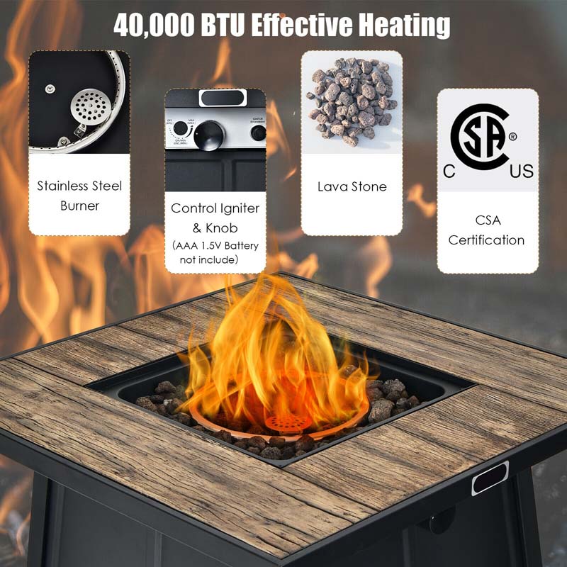 Eletriclife 40000 BTU 28 Inches Propane Gas Fire Pit Table With Cover