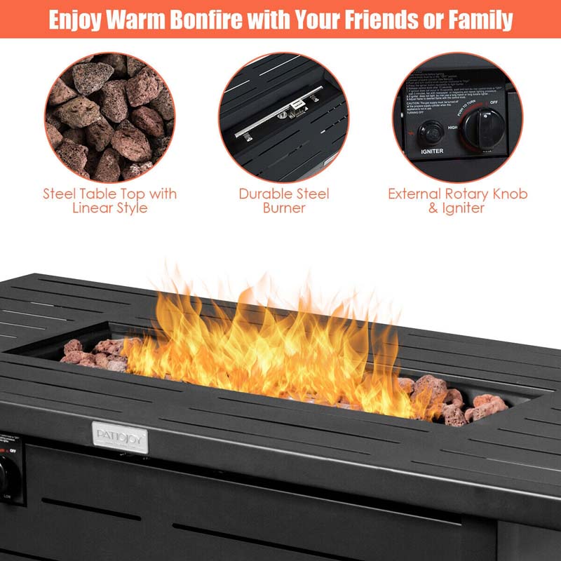 Eletriclife 42 Inch 60000 Btu Rectangular Propane Gas Fire Pit Table