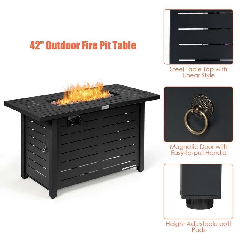 chairliving 42 Inch 60000 Btu Rectangular Propane Gas Fire Pit Table