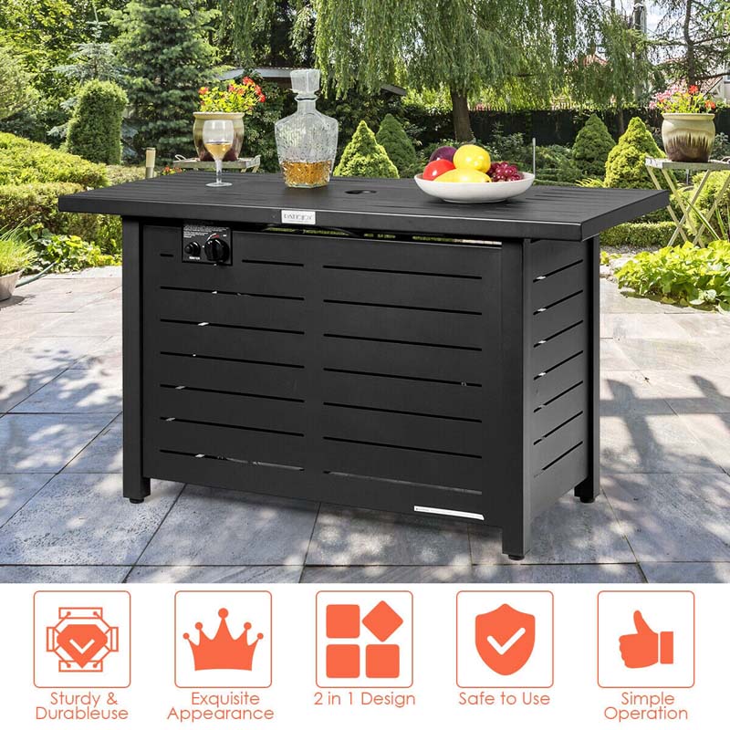 Eletriclife 42 Inch 60000 Btu Rectangular Propane Gas Fire Pit Table