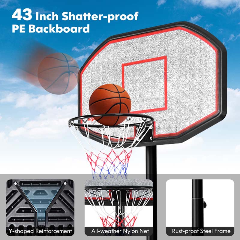 Eletriclife 43 Inch Indoor Outdoor Height Adjustable Basketball Hoop
