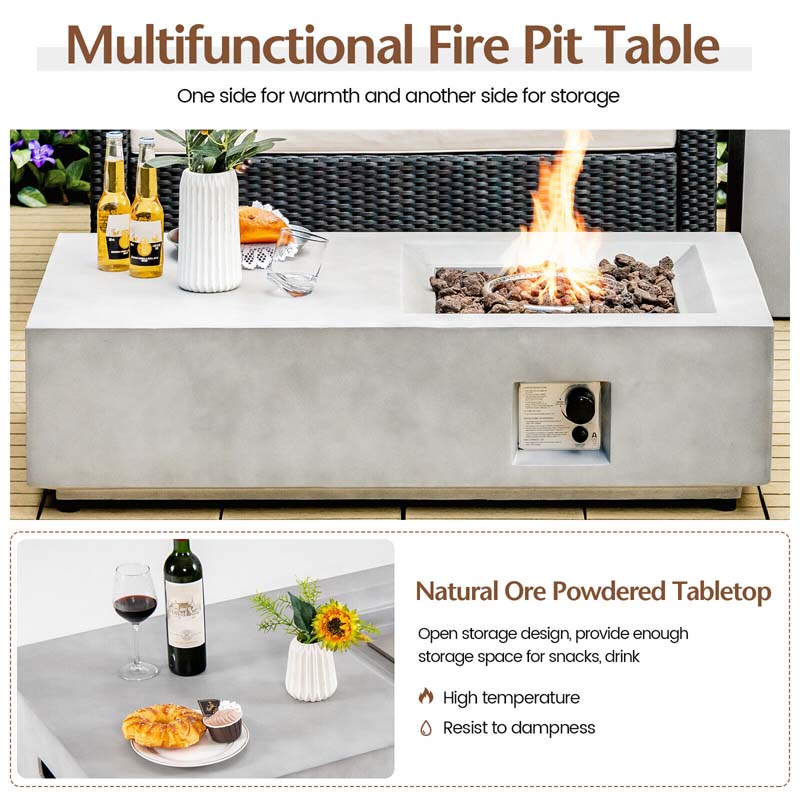 Eletriclife 48 Inch Outdoor Concrete Fire Pit with Lava Rocks