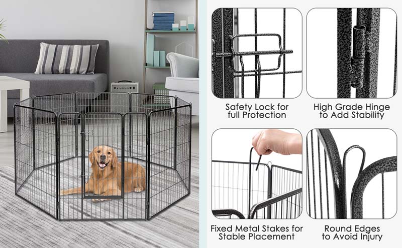 Eletriclife 48 inch Heavy Duty Pet Playpen Dog Fence with Door