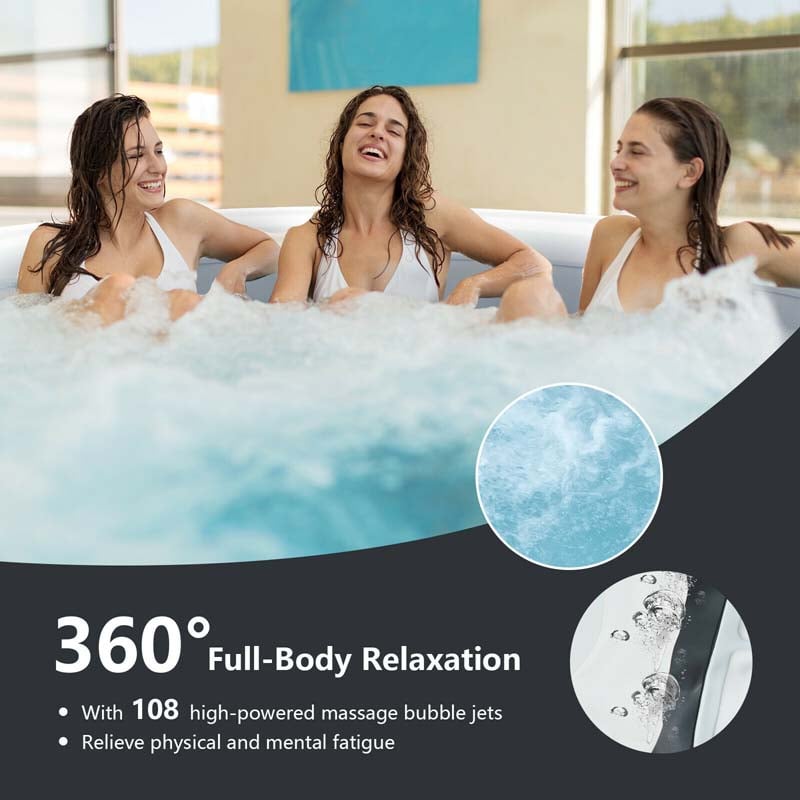 Eletriclife 4 Person Inflatable Hot Tub Spa with 108 Massage Bubble Jets