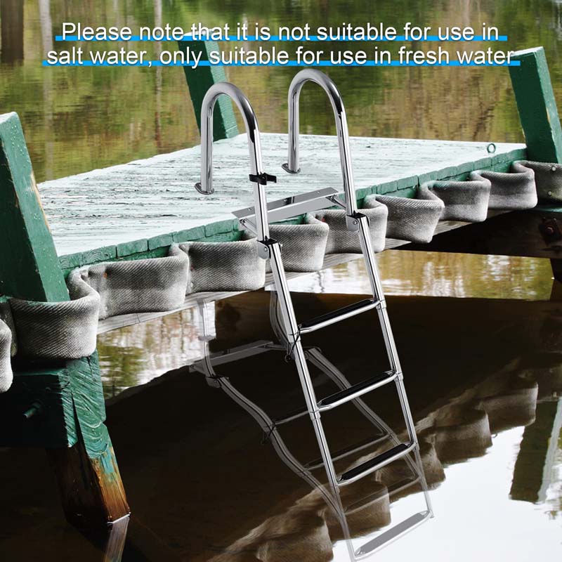 Eletriclife 4 Step Boat Ladder with Pedal Handrail for Boat Yacht Dock