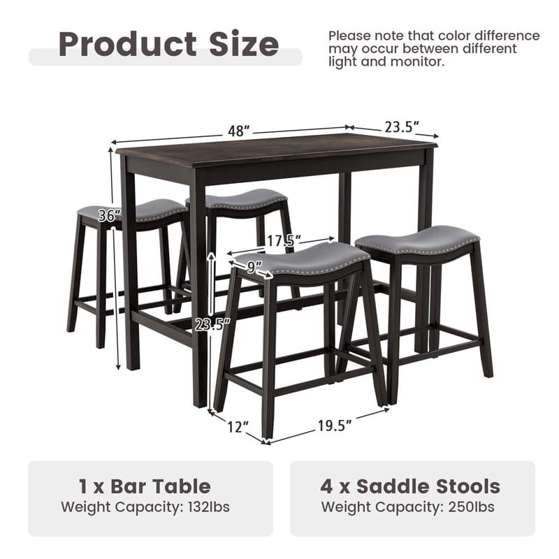 Eletriclife 5-Piece Dining Set with 4 Upholstered Stools