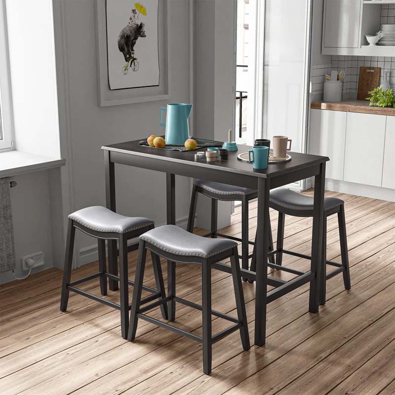 Eletriclife 5-Piece Dining Set with 4 Upholstered Stools