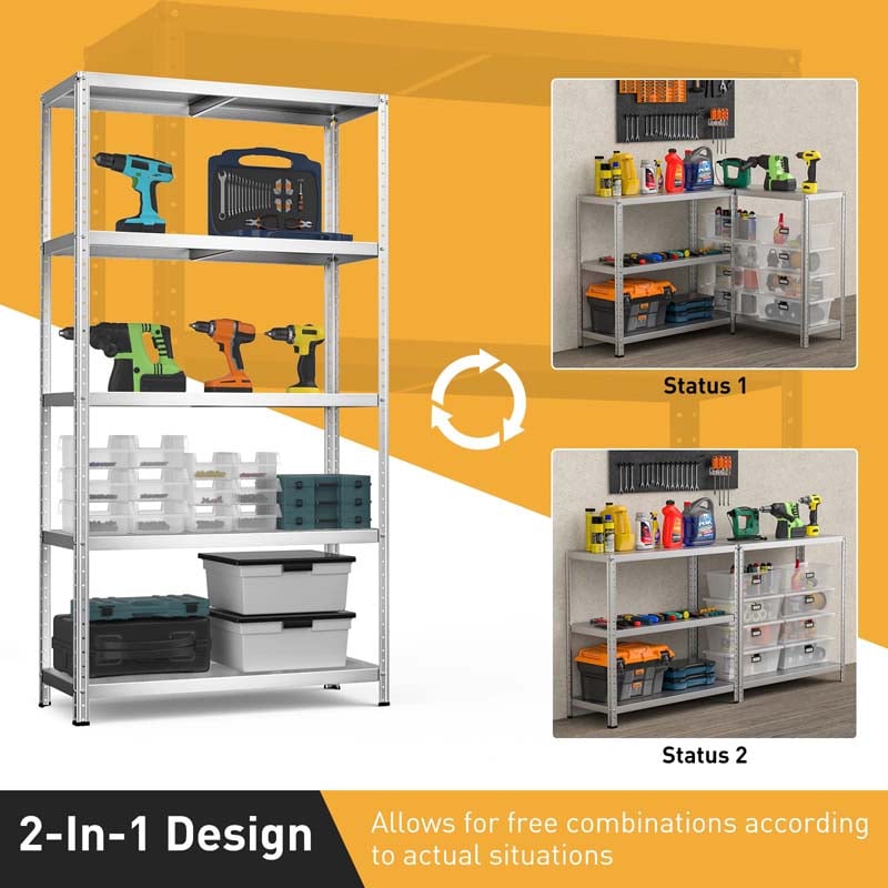 Eletriclife 5-Tier Metal Utility Storage Rack for Free Combination Silver