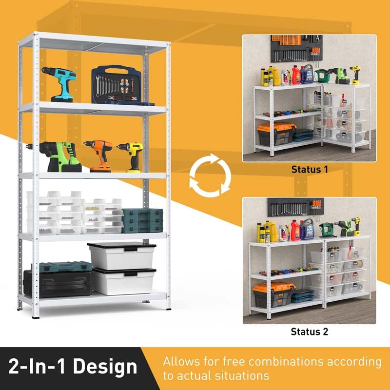 Eletriclife 5-Tier Metal Utility Storage Rack for Free Combination White