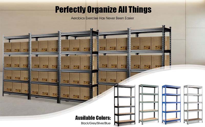Chairliving 30" x 12" x 60" 5 Tier Heavy Duty Metal Storage Utility Rack Shelf Adjustable Storage Shelving Unit for Garage Warehouse Pantry