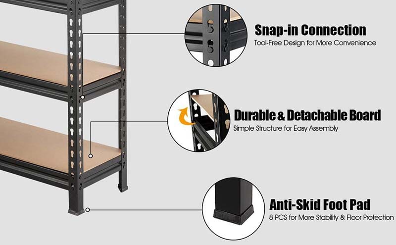 Chairliving 30" x 12" x 60" 5 Tier Heavy Duty Metal Storage Utility Rack Shelf Adjustable Storage Shelving Unit for Garage Warehouse Pantry 
