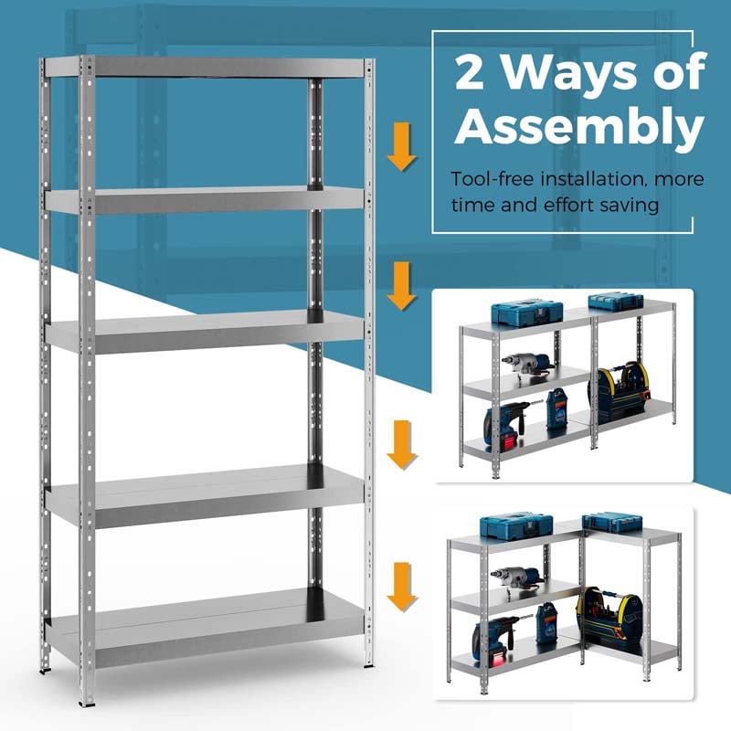 Eletriclife 5-tier Metal Adjustable Garage Storage Utility Shelves