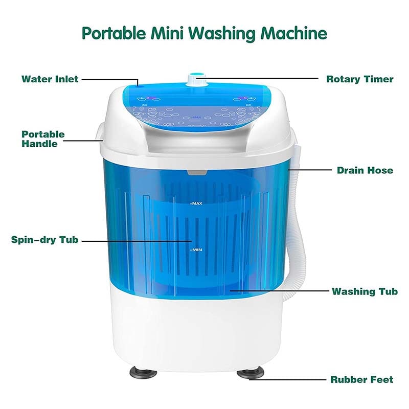 Eletriclife 5.5 lbs Portable Semi Auto Washing Machine for Small Space