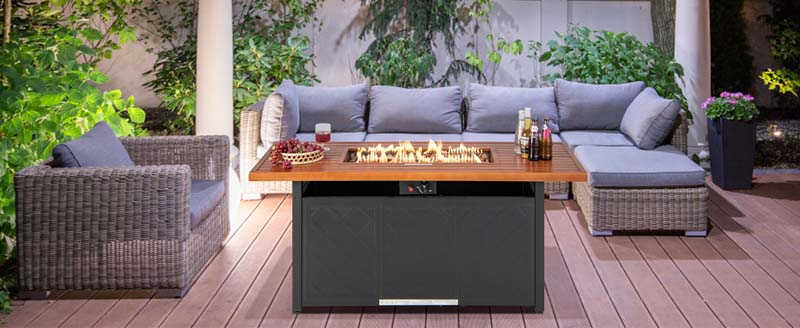 Eletriclife 57 Inch 50000 BTU Rectangular Propane Outdoor Fire Pit Table