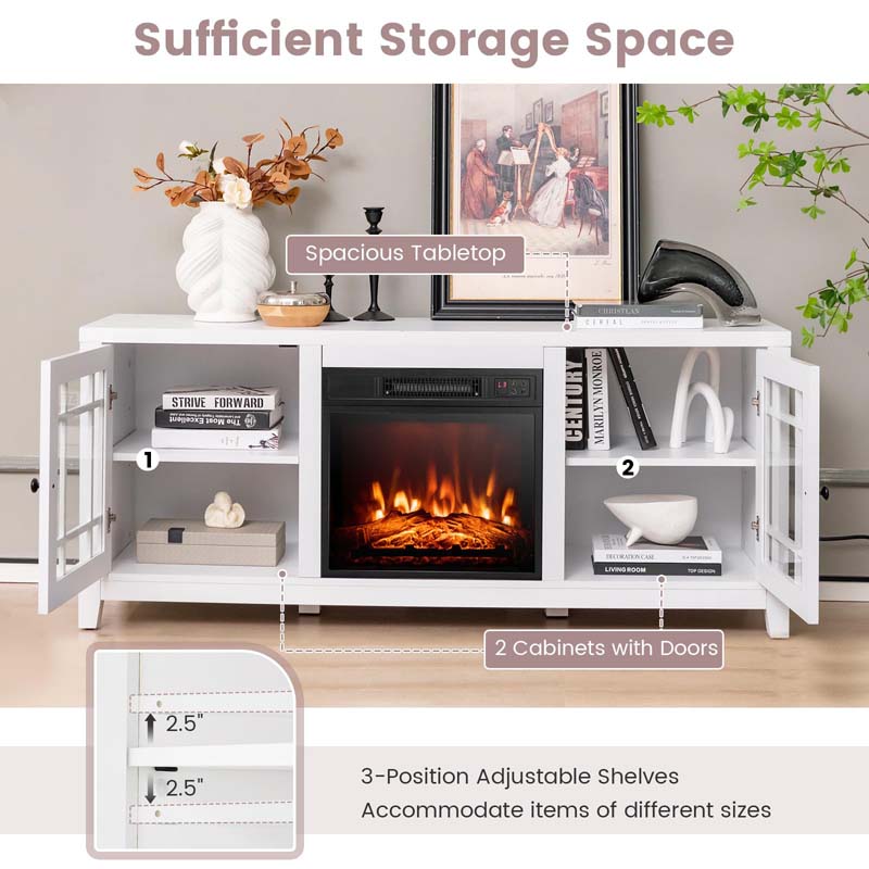 Eletriclife 58 Inch TV Stand with 18 Inches Fireplace Insert