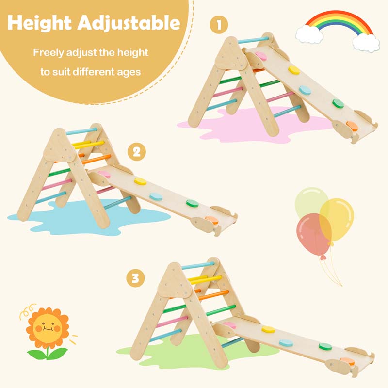 Eletriclife 5 in 1 Montessori Wooden Arch Climber Ladder with Sliding Ramp