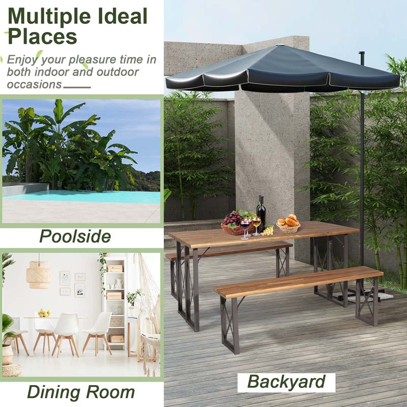 Eletriclife 6-Person Outdoor Patio Dining Table Set with 2 Inch Umbrella Hole