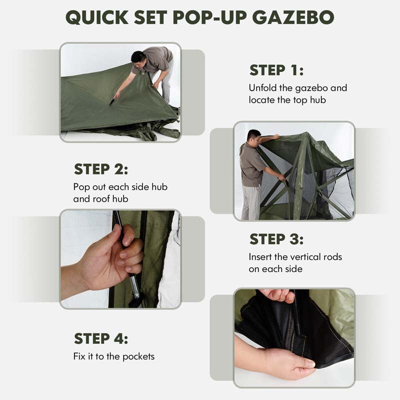 Eletriclife 6.7 x 6.7 Feet Pop Up Gazebo with Netting and Carry Bag