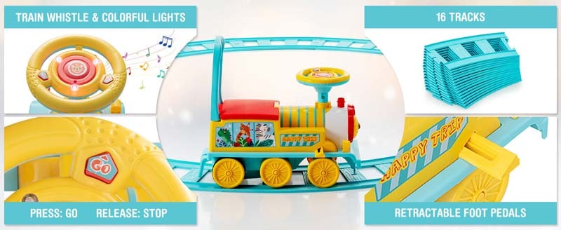 Eletriclife 6V Electric Kids Ride On Train Motorized Train Toy Blue