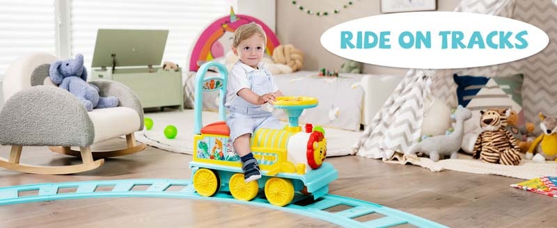 Eletriclife 6V Electric Kids Ride On Train Motorized Train Toy Blue