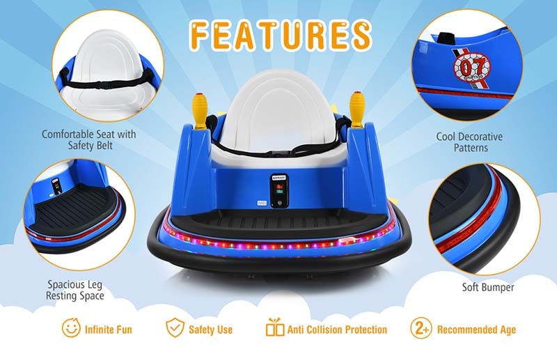 Eletriclife 6V Kids Ride On Bumper Car 360-Degree Spin Race Toy