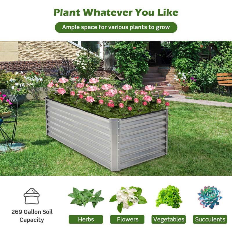 Eletriclife 6 x 3 x 2 Feet Rustproof Metal Planter Box with Ground Stakes