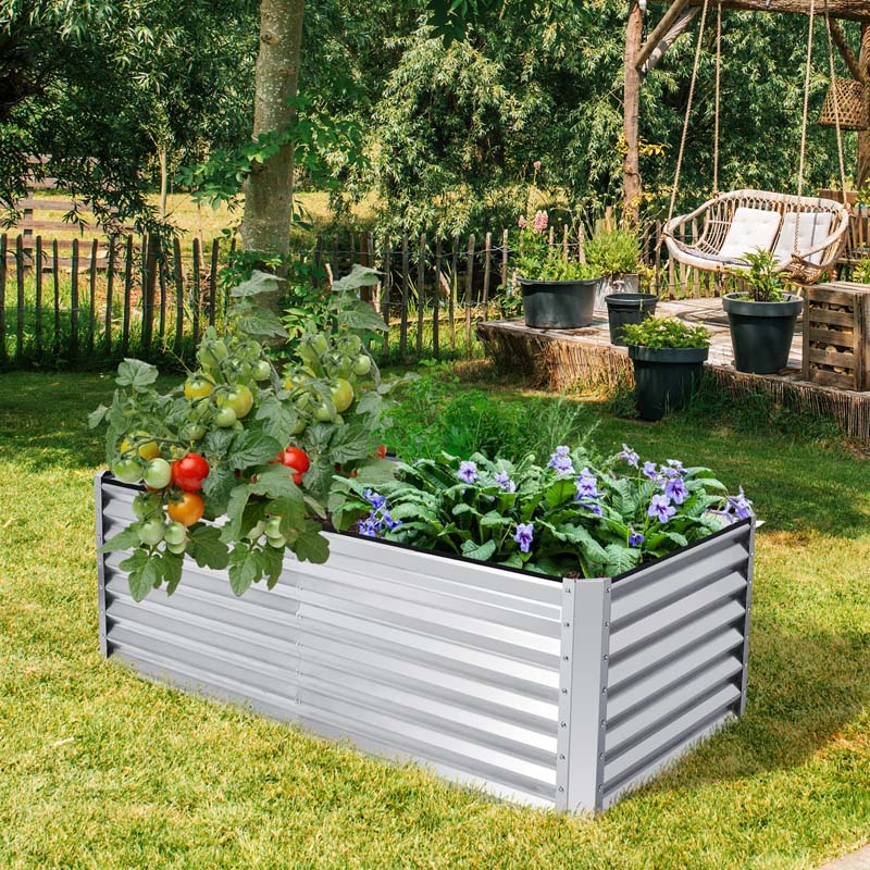 Eletriclife 6 x 3 x 2 Feet Rustproof Metal Planter Box with Ground Stakes