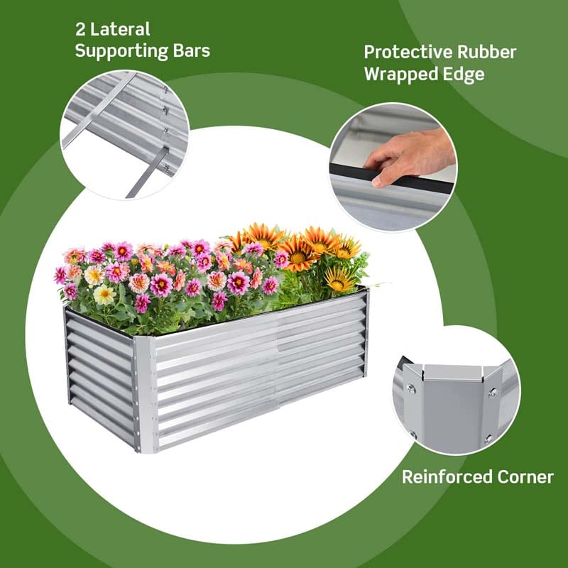 Eletriclife 6 x 3 x 2 Feet Rustproof Metal Planter Box with Ground Stakes