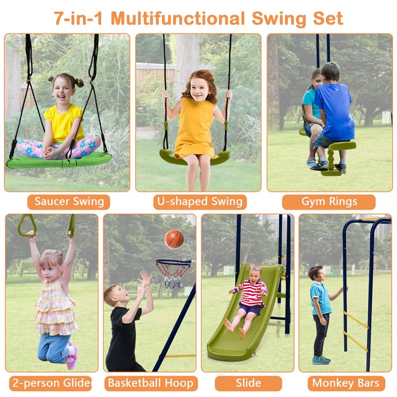 Eletriclife 7-in-1 Stable A-shaped Outdoor Swing Set