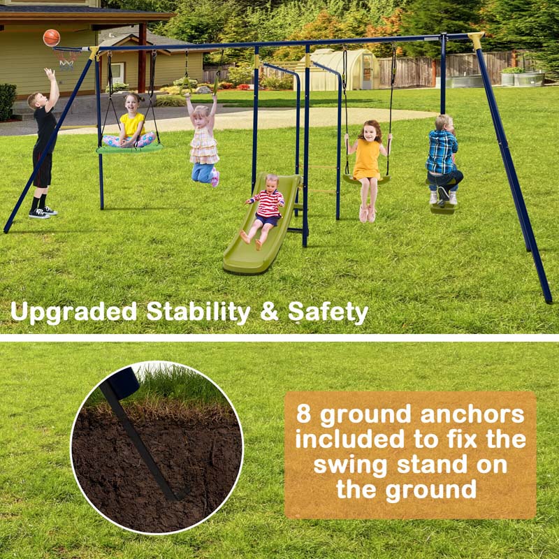 Eletriclife 7-in-1 Stable A-shaped Outdoor Swing Set