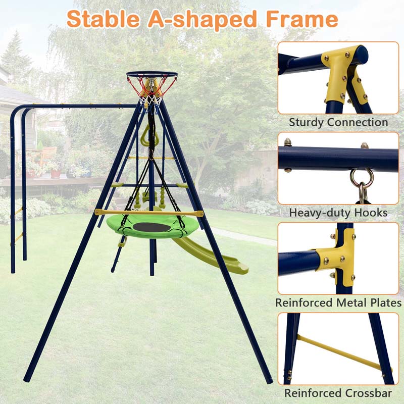 Eletriclife 7-in-1 Stable A-shaped Outdoor Swing Set