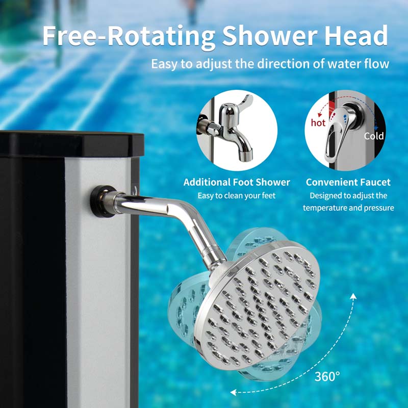 Eletriclife 7.2 Feet 9.3 Gallon Solar Heated Shower with Adjustable Head and Foot Tap