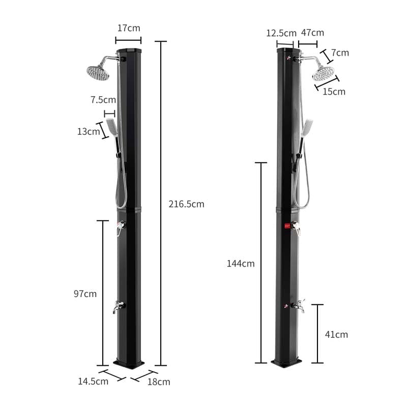 Eletriclife 7.2 Feet 9.3 Gallon Solar Heated Shower with Hand and Foot Tap