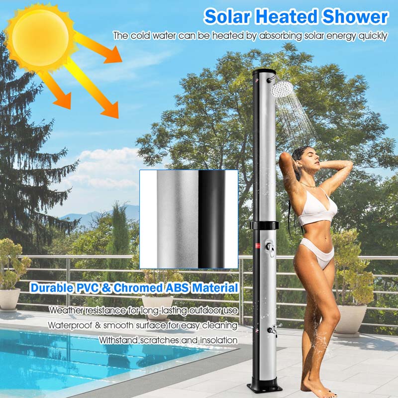 Eletriclife 7.2 Feet Solar-Heated Outdoor Shower with Free-Rotating Shower Head