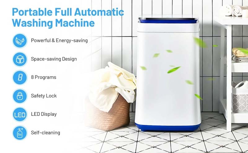 Eletriclife 7.7 lbs Full Automatic Washing Machine with Heating Function Pump