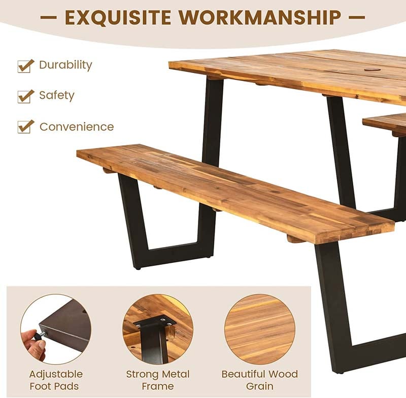 Eletriclife 70" Wooden Picnic Table Bench Set