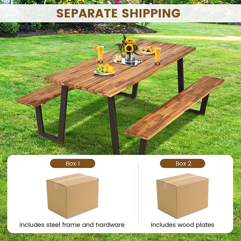 Eletriclife 70" Wooden Picnic Table Bench Set