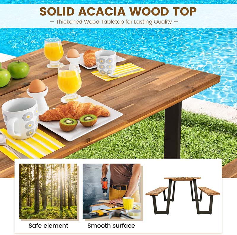 Eletriclife 70" Wooden Picnic Table Bench Set