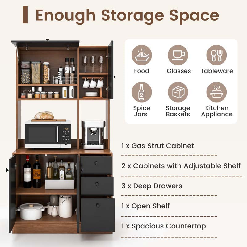 Eletriclife 71 Inch Kitchen Pantry with 3 Storage Cabinet and 3 Deep Drawers