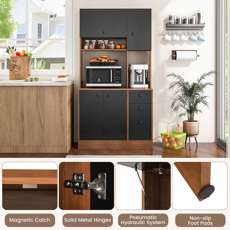 Eletriclife 71 Inch Kitchen Pantry with 3 Storage Cabinet and 3 Deep Drawers