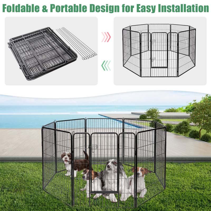 Eletriclife 40 inch Heavy Duty Pet Playpen Dog Fence with Door