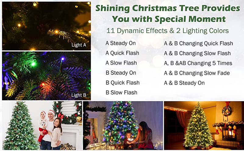 Eletriclife Pre-Lit Snowy Christmas Hinged Tree with Flash Modes and Multi-Color Lights