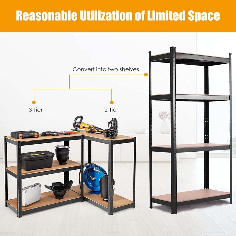 Eletriclife Adjustable 4-Tier Heavy Duty Storage Shelf Black